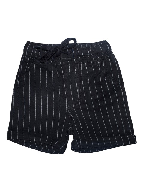 

KiddoPanti Boys Black Striped Regular Fit Regular Shorts