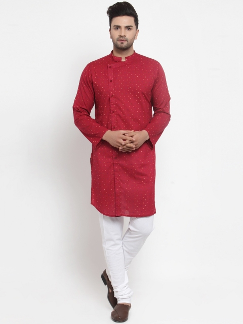 

NEUDIS Men Red Woven Design Straight Kurta