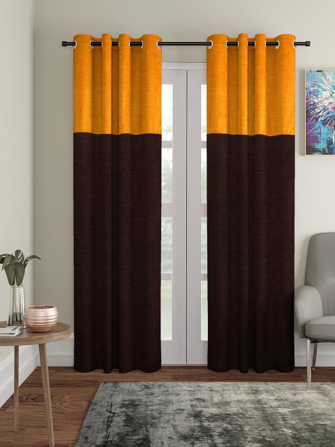 

KLOTTHE Brown Set of 2 Jacquard Long Door Curtains