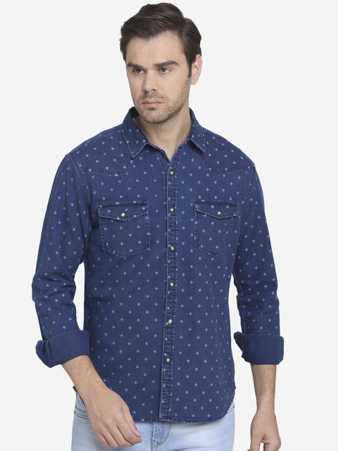 

Greenfibre Men Blue Slim Fit Printed Casual Shirt