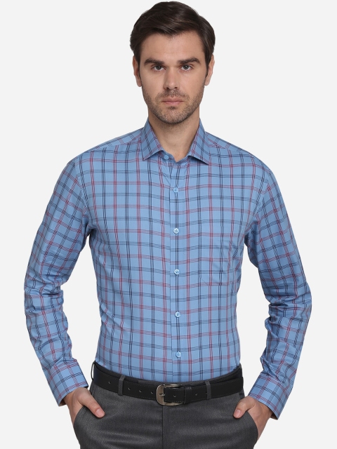 

JADE BLUE Men Blue Slim Fit Checked Casual Cotton Shirt