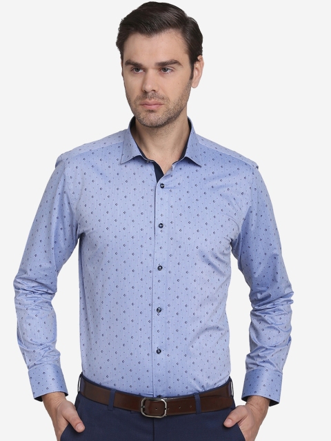 

Greenfibre Men Blue Slim Fit Printed Formal Shirt