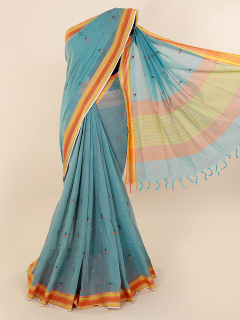 

Pothys Blue Embroidered Pure Cotton Saree