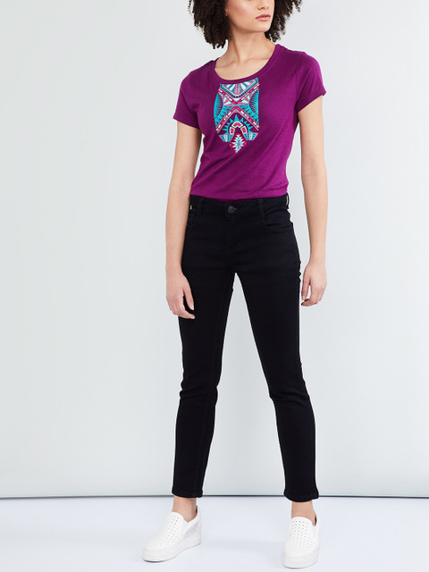 

max Women Black Skinny Fit Mid-Rise Clean Look Cropped Stretchable Jeans