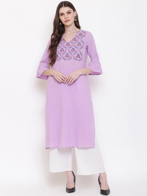 

Napra Women Lavender Yoke Design Straight Kurta
