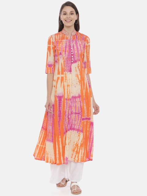 

Neerus Women Orange Dyed A-Line Kurta