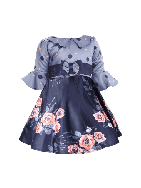 

Wish Karo Girls Blue Printed Fit and Flare Dress