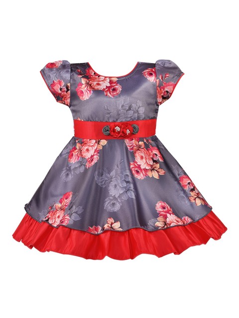 

Wish Karo Girls Grey Printed Fit and Flare Dress