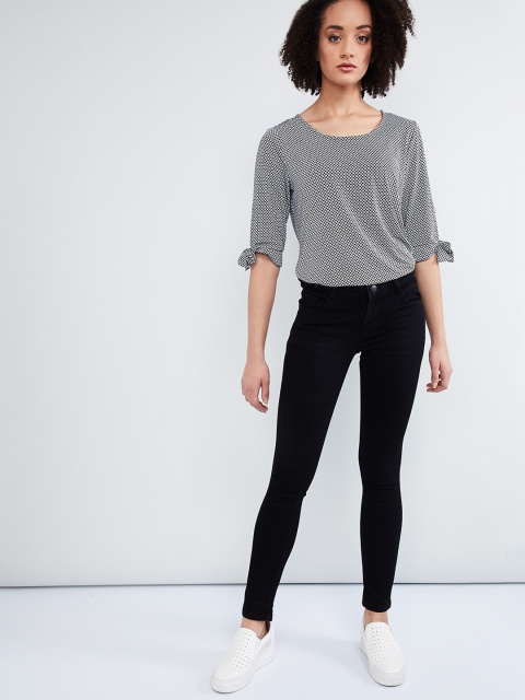 

max Women Black Skinny Fit Mid-Rise Clean Look Stretchable Jeans