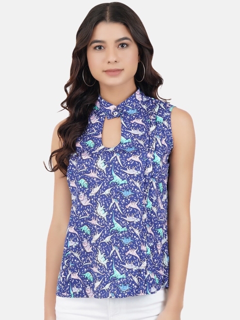 

JAAIVE Women Blue Printed Top