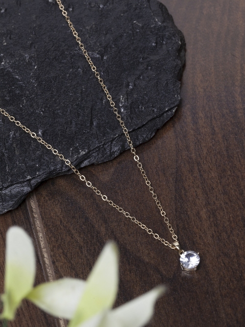 

Ferosh Gold-Toned & White Elior Crystal Studded Pendant with Chain