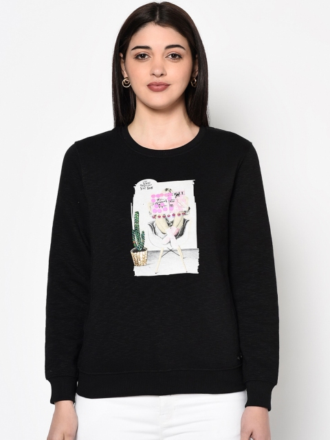 

Miss Grace Women Black Printed Sweatshirt
