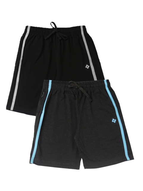 

Dollar Boys Pack Of 2 Solid Regular Fit Shorts, Black