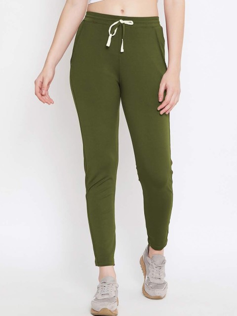 

Crease & Clips Women Olive Green Solid Track Pants