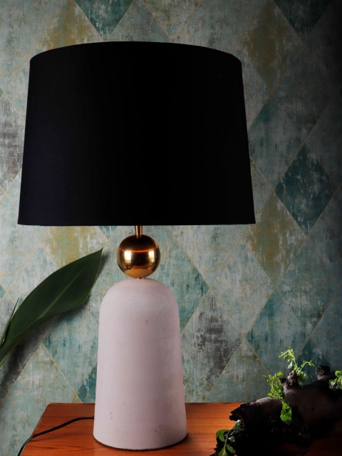 

Grated Ginger White & Black Solid Contemporary Bedside Lamp with Shade