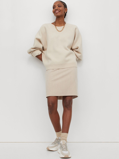 

H&M Women Beige Solid Pencil skirt