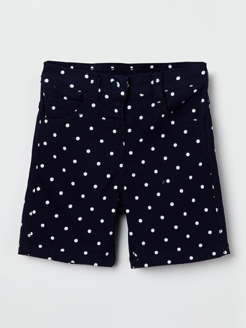 

max Girls Navy Blue Printed Regular Fit Regular Shorts