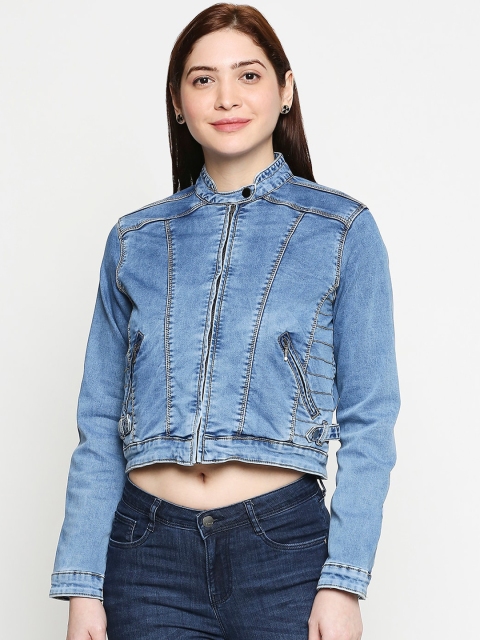

Kraus Jeans Women Blue Solid Denim Jacket