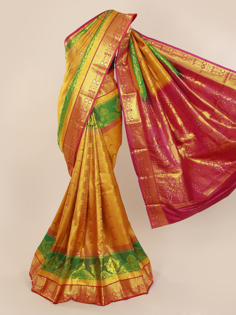 

Pothys Mustard Pure Silk Woven Design Kanjeevaram Saree