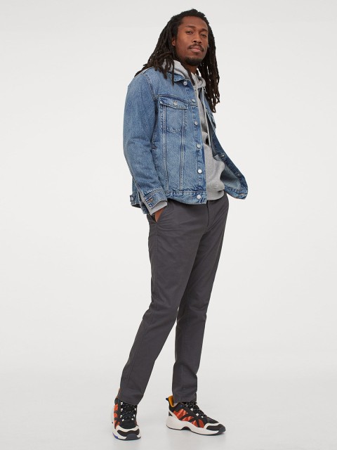 

H&M Men Grey Cotton Chinos Skinny Fit