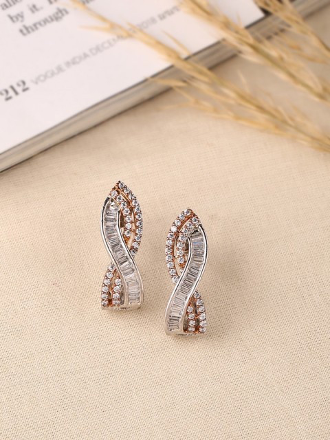 

ADORN by Nikita Ladiwala Silver-Toned & Rose Gold Contemporary Studs