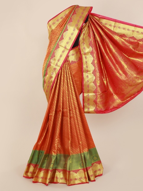 

Pothys Peach-Coloured Pure Silk Woven Design Kanjeevaram Saree