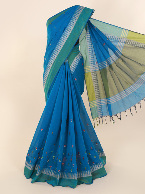 

Pothys Blue Embroidered Pure Cotton Saree