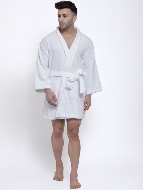 

Trident Unisex White Solid Bath Robe