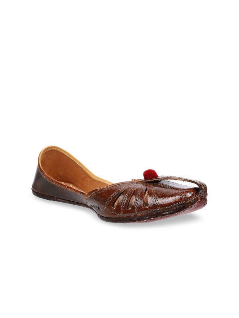 

Ta Chic Women Brown Embellished Leather Mojaris