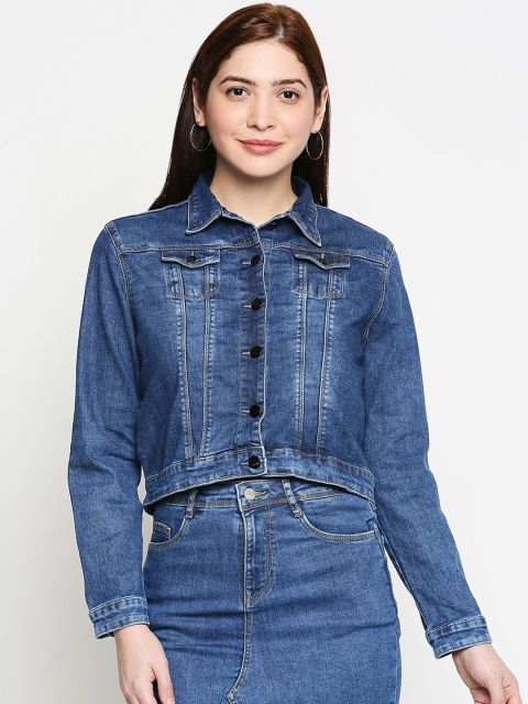 

Kraus Jeans Women Blue Solid Denim Jacket