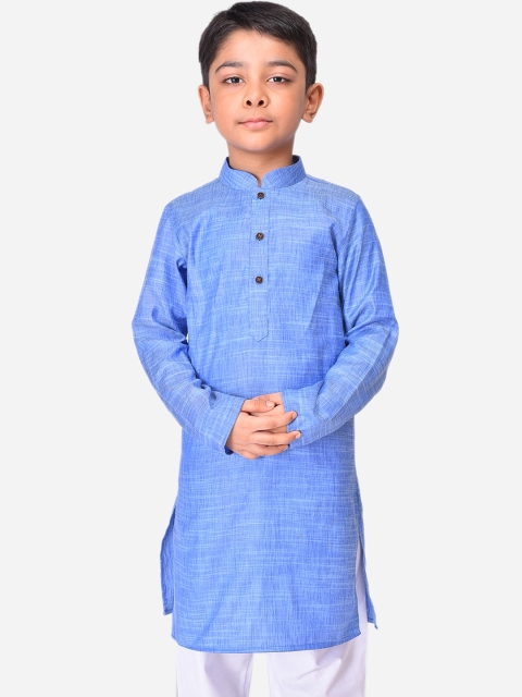 

NAMASKAR Boys Blue Solid Cotton Straight Kurta