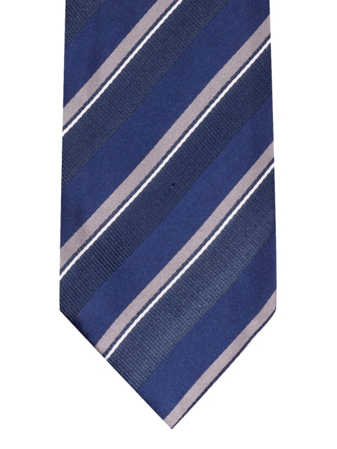 

The Tie Hub Navy Blue & Grey Striped Reversible Broad Tie