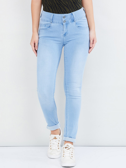 

max Women Blue Skinny Fit Mid-Rise Clean Look Stretchable Jeans