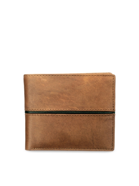 

Teakwood Leathers Men Tan Brown Textured Two Fold Wallet