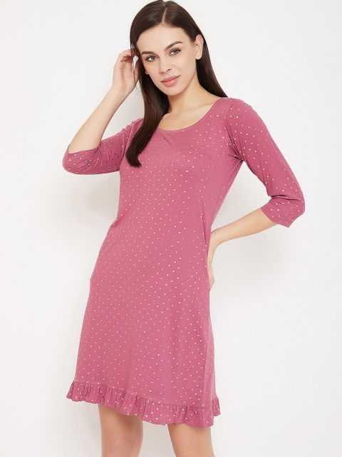 

Clovia Pink & Yellow Printed Nightdress