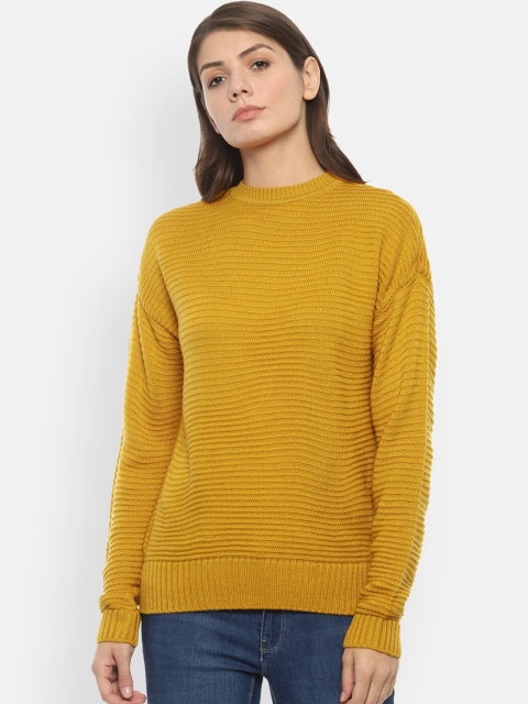 

Van Heusen Woman Women Yellow Self Design Pullover Sweater