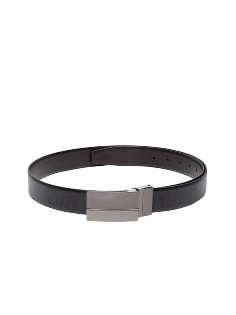 

Teakwood Leathers Men Black & Brown Leather Reversible Textured Belt