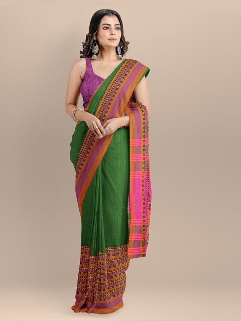 

BharatSthali Green Pure Cotton Solid Sambalpuri Sustainable Saree