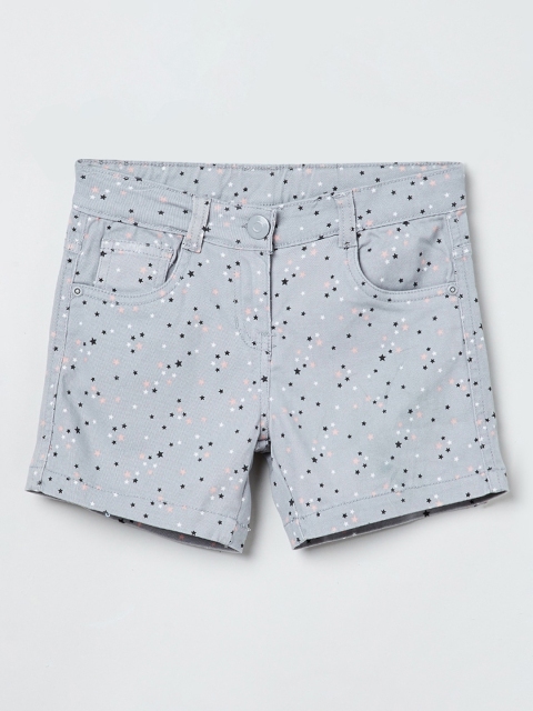

max Girls Grey Printed Regular Fit Regular Shorts