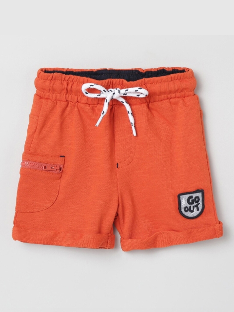max Boys Orange Solid Regular Fit Shorts
