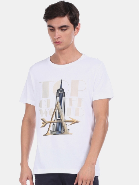 

Arrow Sport Men White Printed Round Neck T-shirt