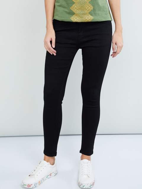 

max Women Black Skinny Fit Mid-Rise Clean Look Stretchable Jeans