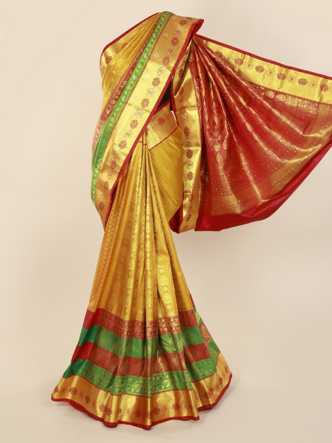 

Pothys Mustard Pure Silk Woven Design Kanjeevaram Saree