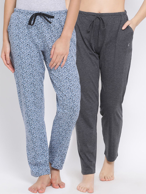 

Kanvin Women Pack of 2 Grey & Blue Lounge Pants