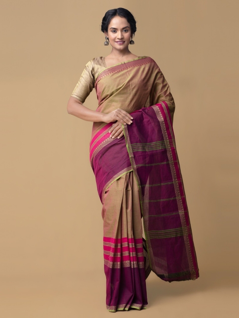 

Unnati Silks Khaki Pure Cotton Solid Kanjeevaram Saree