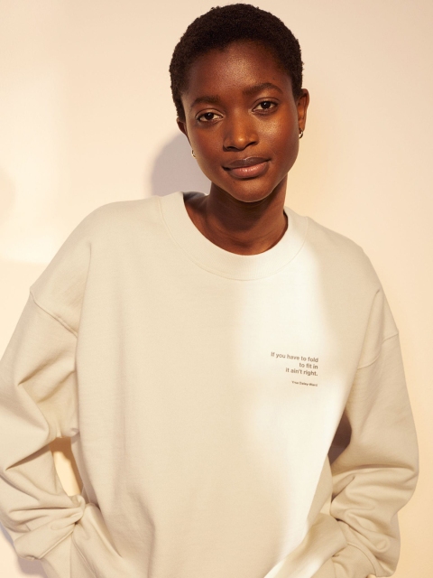 

H&M Women Beige Solid Sustainable Sweatshirt
