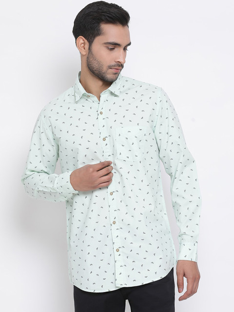 

Richlook Men Green Slim Fit Printed Casual Shirt