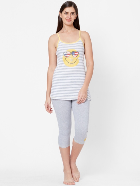 

Juliet Women Grey Melange & White Night Suit