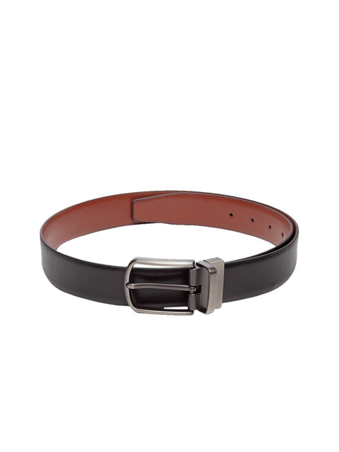 

Teakwood Leathers Men Black & Tan Brown Reversible Leather Solid Belt
