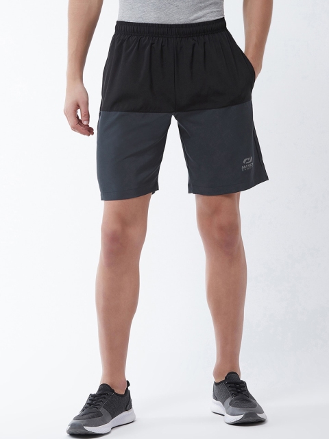 

Masch Sports Men Black & Grey Colourblocked Regular Fit Sports Shorts